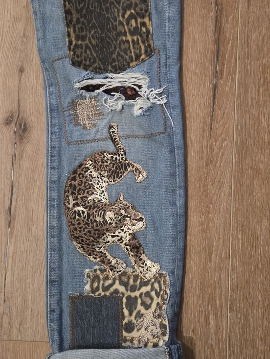 LEVI Button Fly 501 32x34 Upcycled Patchwork Jeans By ThreadsReclaimed - Picture 8 of 16